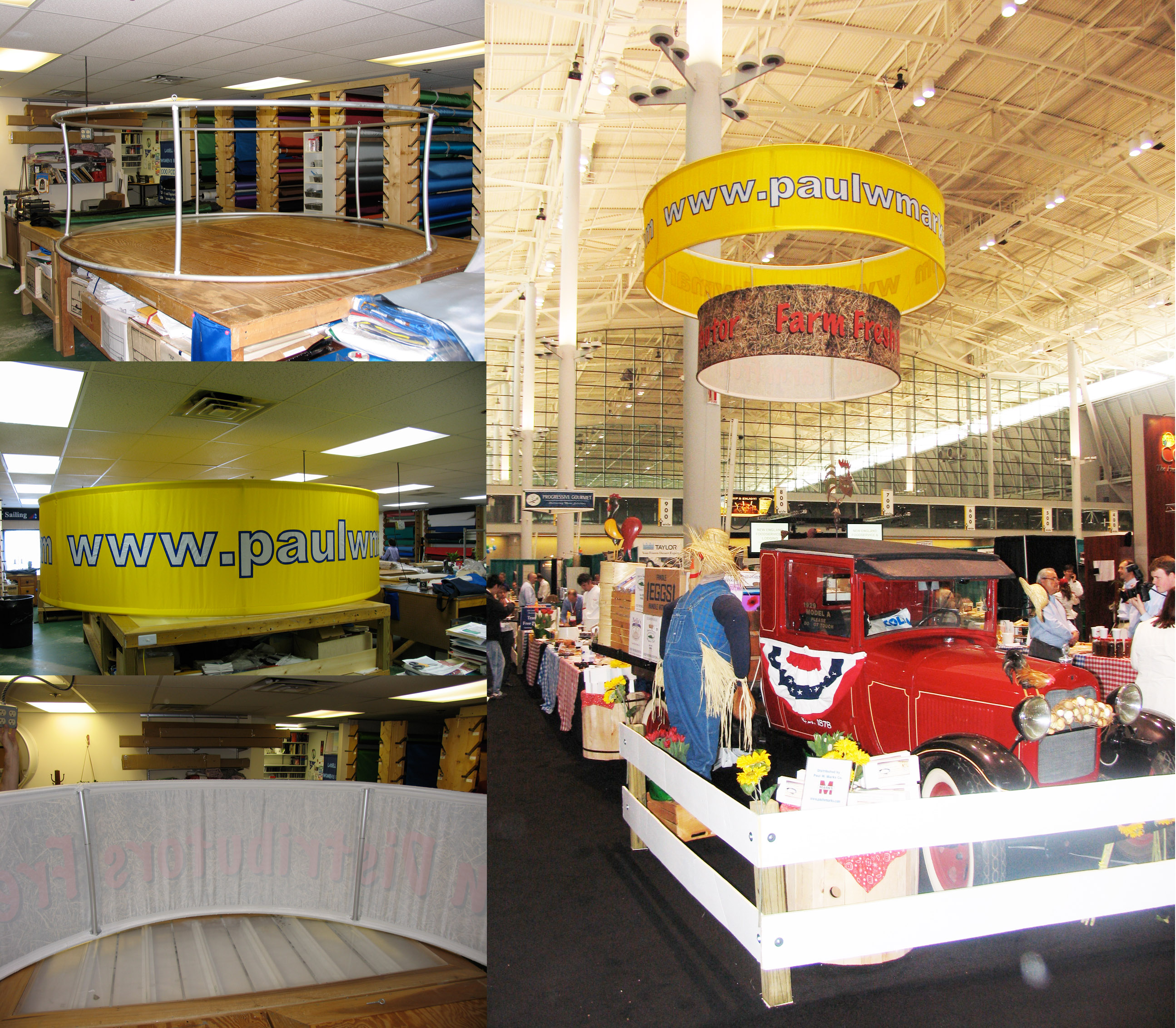 Exhibitions with tension fabric structures custom by Accent Banner