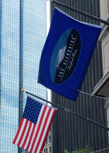 Appliqued nylon flag with tie down for Oceanaire Restaurant downtown Boston, MA