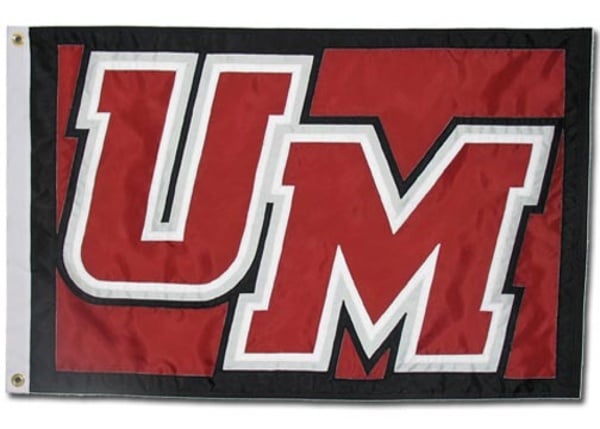 The appliqued nylon flag for UMass Amherst.