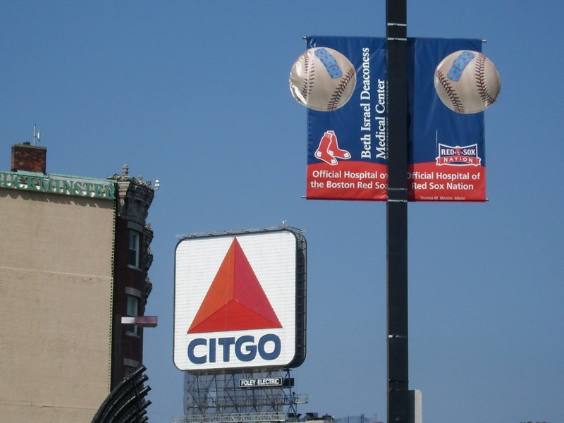 Custom light pole banners for the Beth Israel Deaconess Medical Center, official hospital of Boston Red Sox.