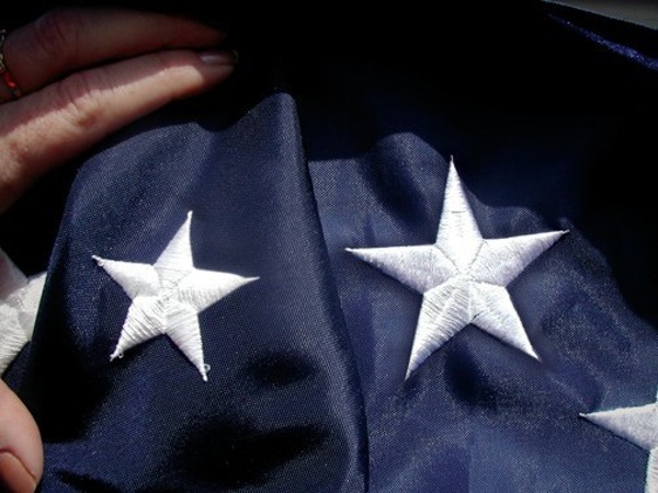Close up of U.S. flag star field.